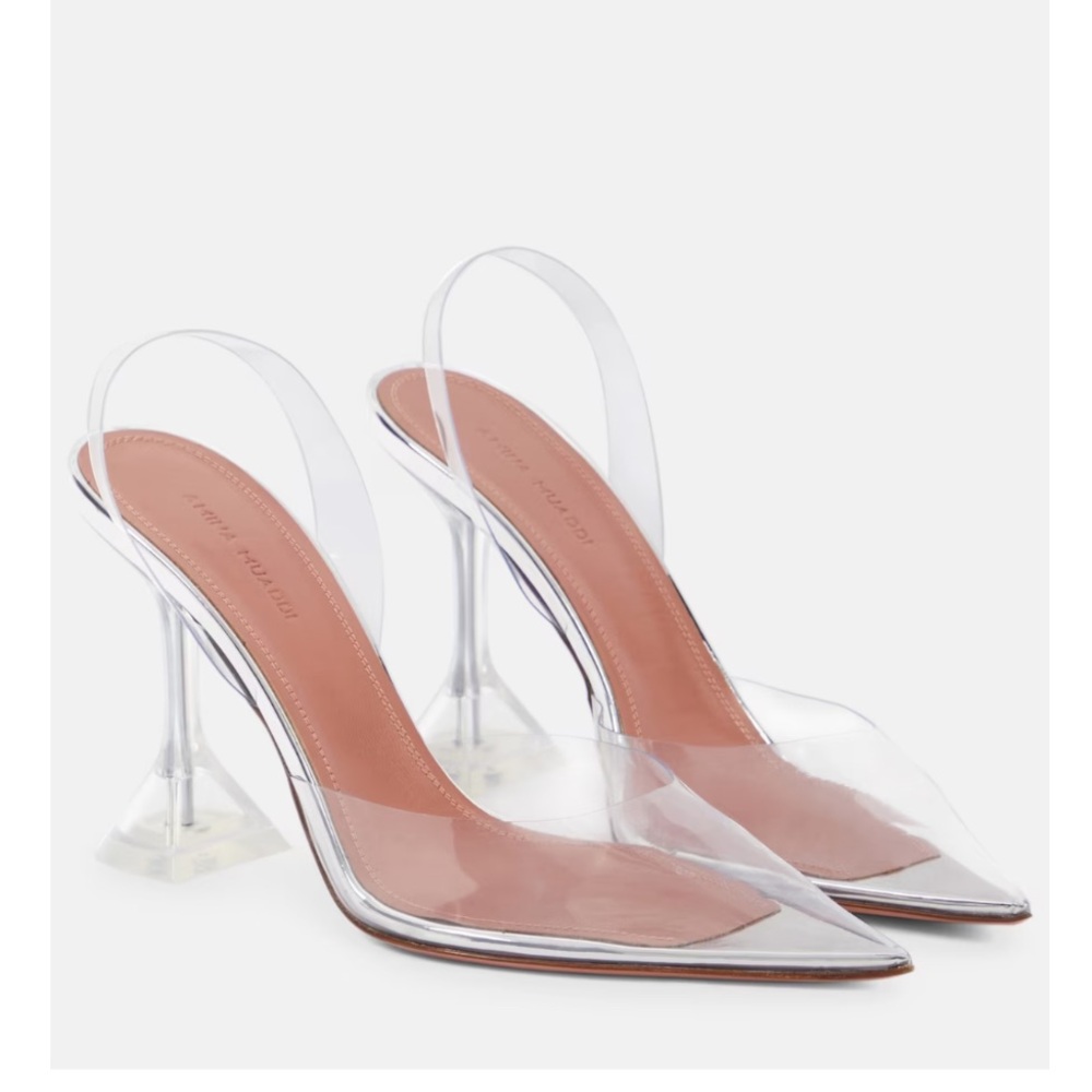 AMINA MUADDI
Rosie slingback PvC CLEAR  pumps Sz 38 women $1065 missing brooch
